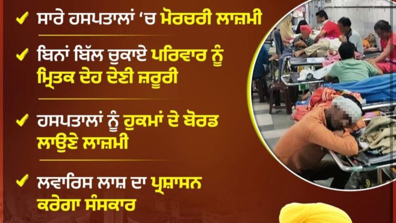 ਮਾਨ ਸਰਕਾਰ ਨੇ ਸਖ਼ਤ ਜਨਹਿੱਤ ਫੈਸਲੇ ਕੀਤੇ ਜਾਰੀ , ਮਰੀਜ਼ਾਂ ਦੇ ਅਧਿਕਾਰਾਂ ਦੀ ਕੀਤੀ ਜਾਵੇਗੀ ਰੱਖਿਆ , ਨਿੱਜੀ ਹਸਪਤਾਲਾਂ ਨੂੰ ਦਿੱਤੀ ਚੇਤਾਵਨੀ