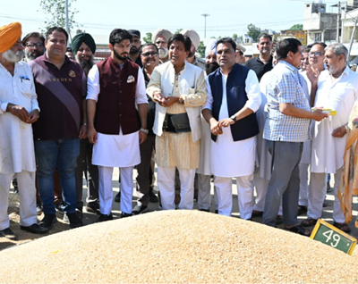 ਵਿਧਾਇਕ ਬ੍ਰਮ ਸ਼ੰਕਰ ਜਿੰਪਾ ਅਤੇ ਇਸ਼ਾਂਕ ਕੁਮਾਰ ਨੇ ਦਾਣਾ ਮੰਡੀ ‘ਚ ਸ਼ੁਰੂ ਕਰਵਾਈ ਕਣਕ ਦੀ ਖਰੀਦ